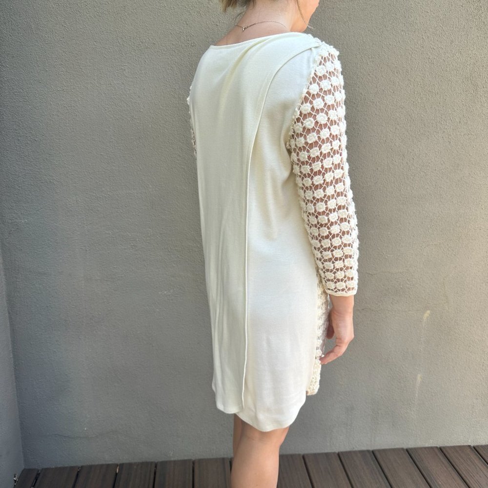 ANTHROPOLOGIE Sweater Dress Tunic Embroidered Lace Cut Out - size 10 - Picture 6 of 8